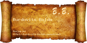 Burdovits Bolda névjegykártya